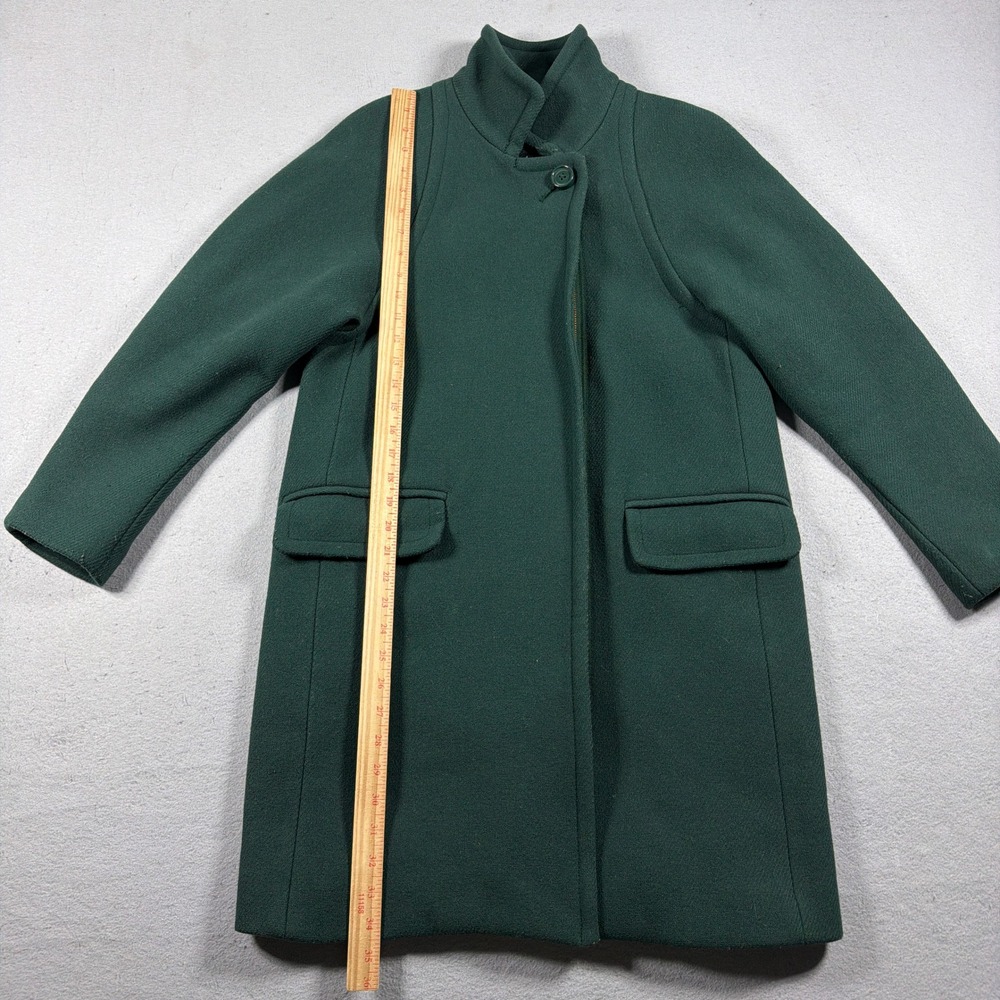 J Crew Stadium Cloth Coat Women 2 Nello Gori Wool Zip Hunter Green Quiet Luxury - Picture 4 of 10